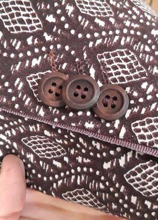 Пиджак river island на две пуговицы растительный орнамент рисунок принт коричневый подкладка лен