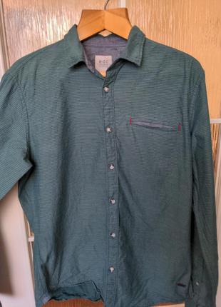 Фирменная рубашка необычного цвета.