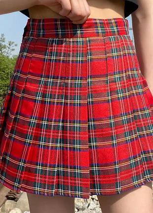 Юбка гранж клетчатая красная