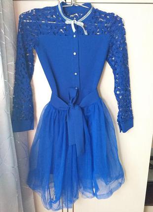 Платье нарядное синие