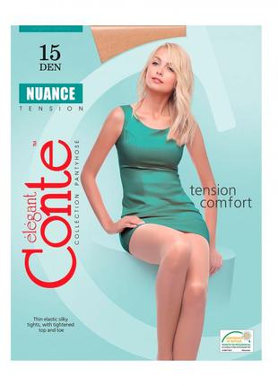 Колготки 5-xl 15 den conte nuance с уплотненным верхом shade natural шелковистые