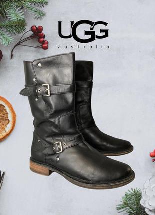 Ugg оригинал демисезонные утеплённые кожаные сапоги грубые байкерские ботинки