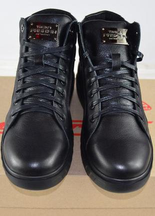 Ботинки подростковые зимние extrim 282-59-01 чёрные кожа на шнурках