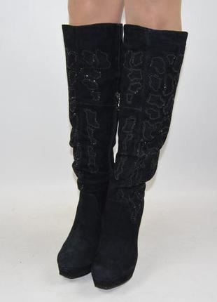 Сапоги женские зимние lonza 2011-9 чёрные замша (последний 39 размер)3 фото