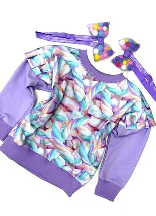 Реглан дитячий мар-мел-шоу,  95% котон, лавандовий, 4,5,6,7,8,9,10,11,12 років.