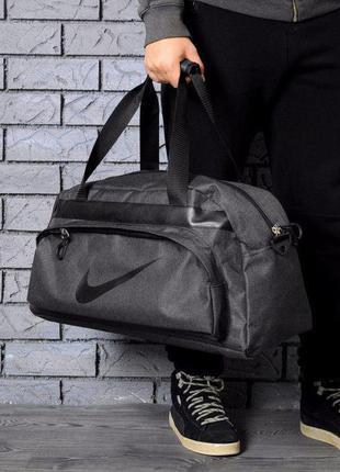 Спортивная сумка найк, nike. сумка для спортзала и путешествий. темно-серая1 фото