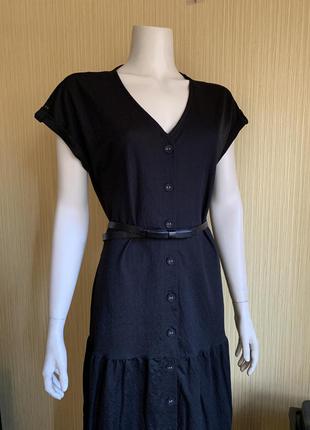 Платье, чёрное платье, платье на пуговицах