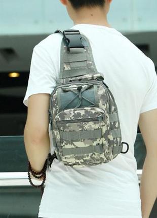 Тактическая сумка-рюкзак, барсетка, бананка на одной лямке, пиксель.4 фото