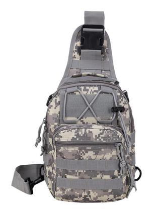 Тактическая сумка-рюкзак, барсетка, бананка на одной лямке, пиксель.1 фото