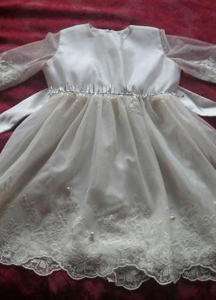 Нарядное платье с вышивкой по сетке на 4-5 лет1 фото