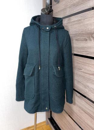 Классная шерстяная парка курточка от zara 🌲🔥с накладными карманами и капюшоном