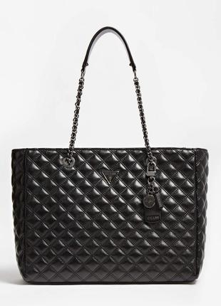 Женская кожаная стеганая сумка шопер guess