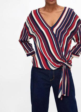 Блуза в полоску с узлом zara