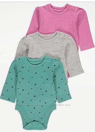 Бодики с длинным рукавом george 3-6мес. поштучно!!
