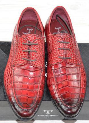 Туфли мужские tezoro 14020 красные кожа на шнурках (последний 42 размер)2 фото