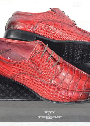 Туфли мужские tezoro 14020 красные кожа на шнурках (последний 42 размер)3 фото