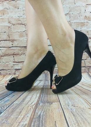 Туфли женские чёрные замша beletta 3023-272-304, последний 37 размер