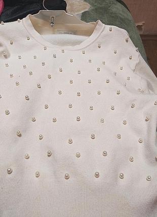 Красивий светр з перлинами zara