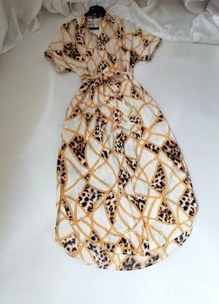 ⛔ шикарное платье  рубашка принт лео леопард цепи супер сот  версаче1 фото