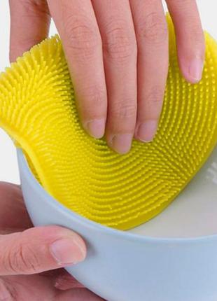 Силіконова губка для миття посуду silicone sponge yellow силиконовая щетка