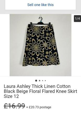 Laura ashley, юбка лен + хлопок, винтаж.8 фото