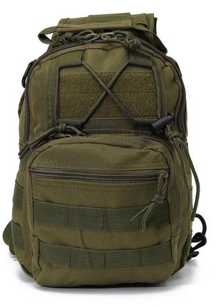 Тактическая сумка-рюкзак, барсетка на одной лямке, хаки. t-bag 32 фото