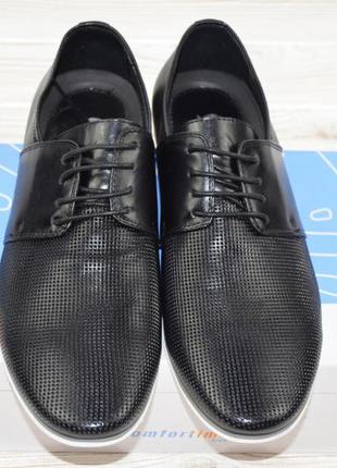 Туфли мужские comfortime 12075 чёрные кожа на шнурках, последний 41 размер2 фото