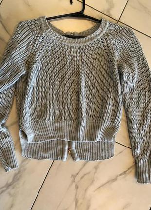 Серый вязаный свитер с молнией на спине укороченый h&m1 фото