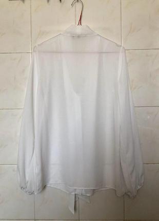 Белая блузка рубашка с бантом с узлом zara3 фото