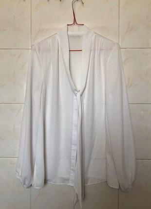 Белая блузка рубашка с бантом с узлом zara4 фото