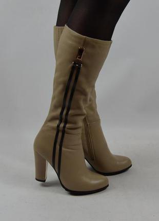 Чоботи жіночі зимові beletta 802-629 бежеві шкіра каблук