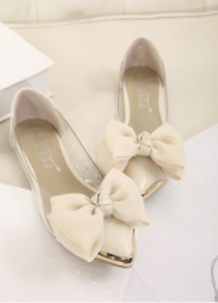Балетки 36-39 женские бежевые с бантом