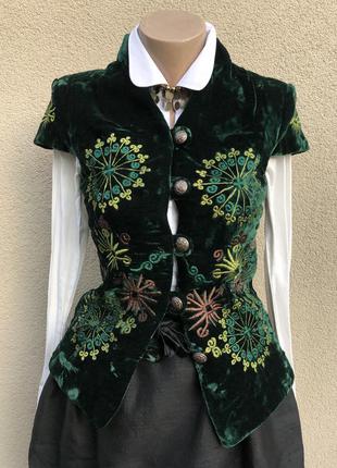 Эксклюзив,бархат жилет,жакет,пиджак,вышивка,этно стиль,восточный,туркменистан9 фото