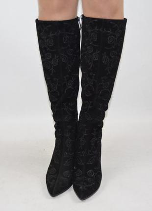 Сапоги женские зимние lanzoni 17116-505 чёрные замша (последний 38 размер)3 фото