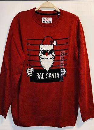 Різдвяний светр з цікавим принтом поганого санти, р-ри від 158 до 176