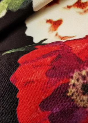 Щільне сукня трикотажне в принт квіти піони стрейч футляр міді пряме міні короткий tussel8 фото