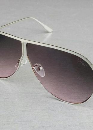 Брендові  окуляри краплі унісекс сонцезахисні сіро бузковий градієнт в сріблястому металі