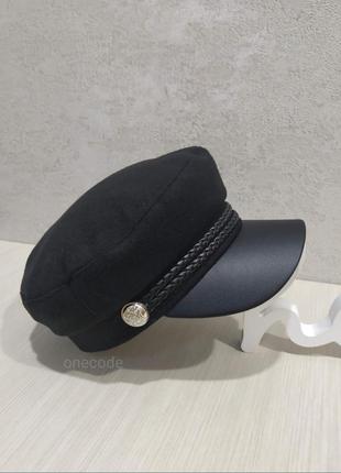 Фетровий картуз, кепі капітанка, кашкет з шкіряним козирком, кепка зимова демисезон шапка фетр