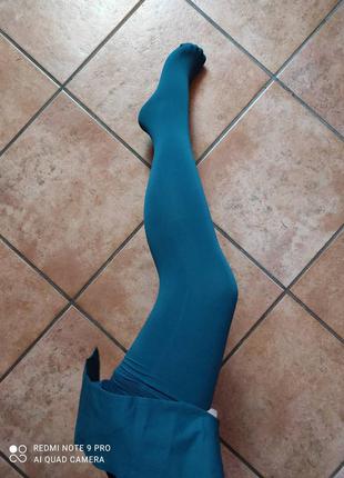 Фирменные цветные зеленые бирюзовые колготки calzedonia opaque 50 soft touch - 50den