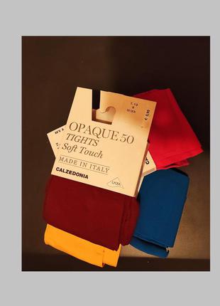 Фирменные цветные зеленые бирюзовые колготки calzedonia opaque 50 soft touch - 50den
