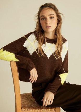 Мягусенький оверсайз светр з ромбами