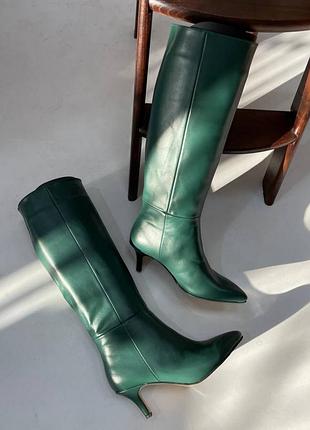 Чоботи дизайнерські vikka крокуль каблук шкіра натуральна осінь зима