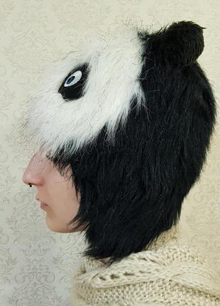Меховая шапка панда2 фото
