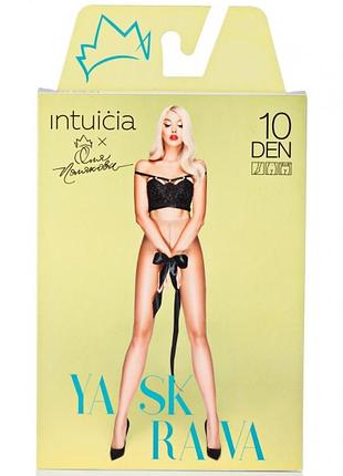 Ультратонкие прозрачные черные колготки 3-m, 4-l 10 den intuicia yaskrava без шортиков