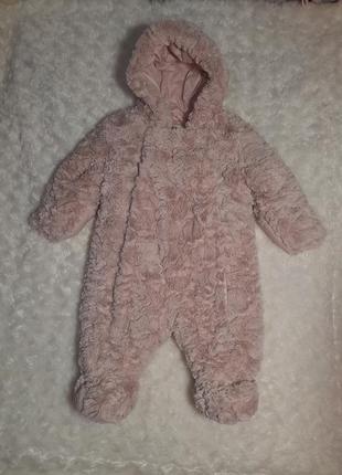 Комбинезон меховой розовый