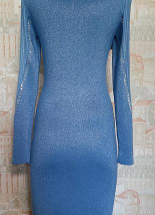 Плаття нарядне трикотажне блакитного кольору з люрексом туреччина 42,44,46 р3 фото