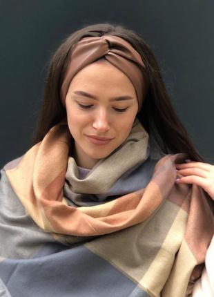 Пов'язка чалма екокожа на флісі шкіряний комплект