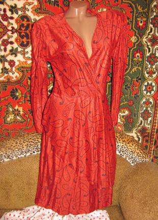 Интересное яркое платье в модный орнамент огурцы винтаж винтажное необычное2 фото