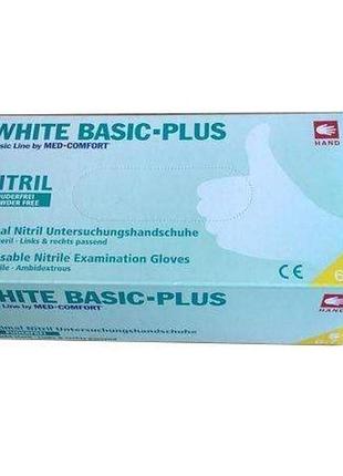 Перчатки white basic plus нитриловые смотровые нестерильные неприпудренные р.м