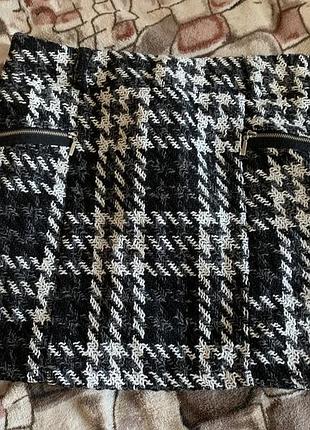 Тепла спідниця принт гусячі лапки soho